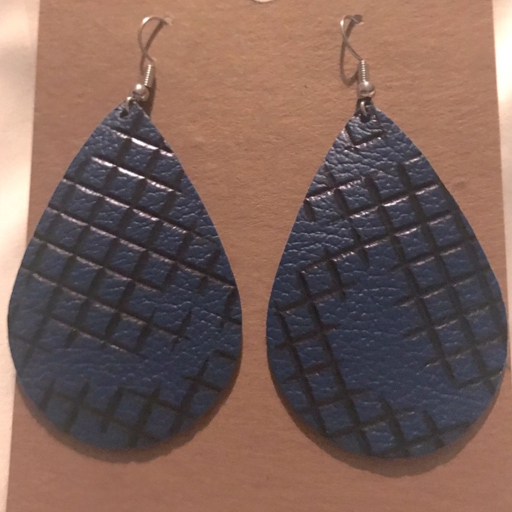 Leather Tear Drop Earrings